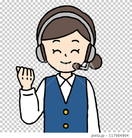 コールセンターの女性がガッツポーズをしている 117984904