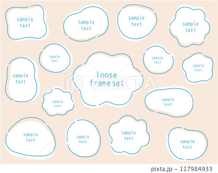 ゆるいフレームのベクターイラストセット。枠、楕円、線、曲線 117984933