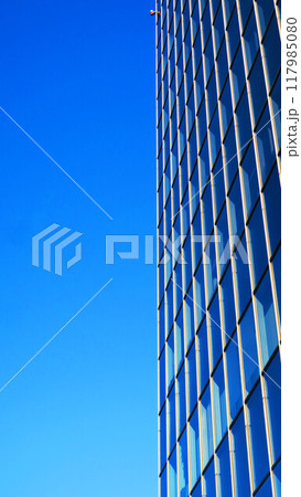 埼玉県川口市の川口総合文化センターリリアと青空の風景 117985080