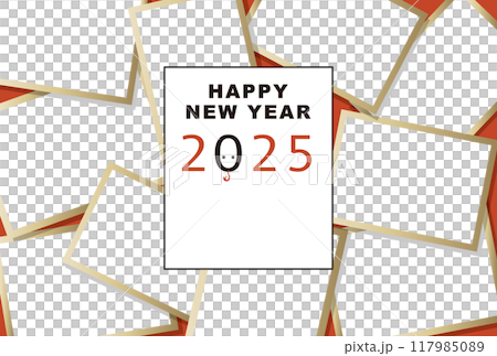 2025フォトフレーム年賀状「大盛りフォトフレーム」ハッピーニューイヤー　手書き用スペース付 117985089