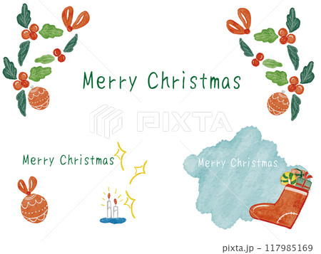 水彩で描いたクリスマスにぴったりなの大人かわいいフレームデザイン素材 117985169