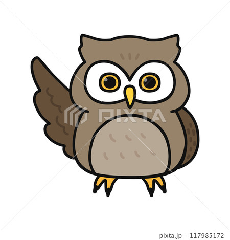 片方の羽を広げたフクロウ・ポーズ 117985172