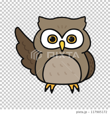 片方の羽を広げたフクロウ・ポーズ 117985172