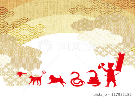 巳　年賀状　干支　背景	 117985186
