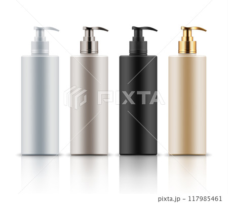 Plastic bottles with pump dispenser. 117985461