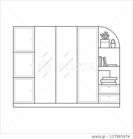 Wardrobe in simple outline style. Wardrobe in simple outline style. 117985474