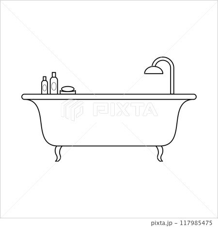 Freestanding bath, home furniture lineart design, interior concept 117985475