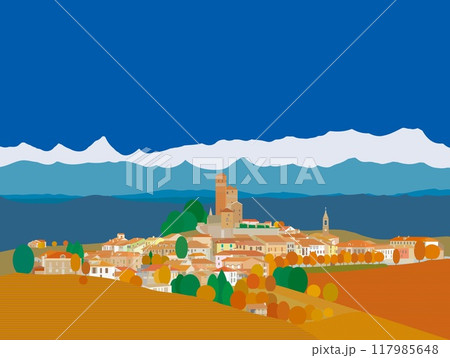 セッラルンガ・ダルバ　serralunga d'alba　ピエモンテ　piemonte　イタリア　秋 117985648