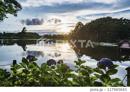 福島　夕暮れの大池公園（矢吹町） 117985683