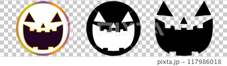 ハロウィンのかぼちゃの、顔パーツのイラストセット 117986018