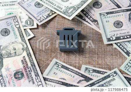 外貨取引イメージ（ゴミ箱　アメリカドル） 117986475