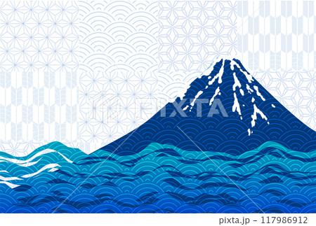 和柄　富士山　年賀状　背景 117986912