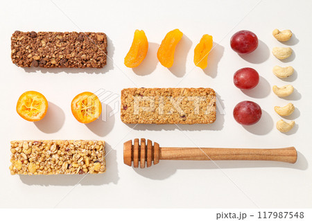 Granola Bars with dried apricots and fruits 117987548