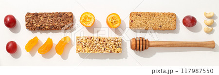 Granola Bars with dried apricots and fruits 117987550