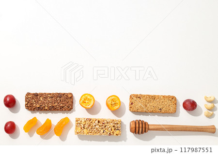 Granola Bars with dried apricots and fruits Granola Bars with dried apricots and fruits 117987551