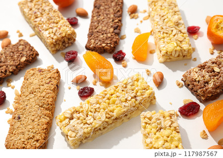 Granola Bars with almonds and dried fruits Granola Bars with almonds and dried fruits 117987567