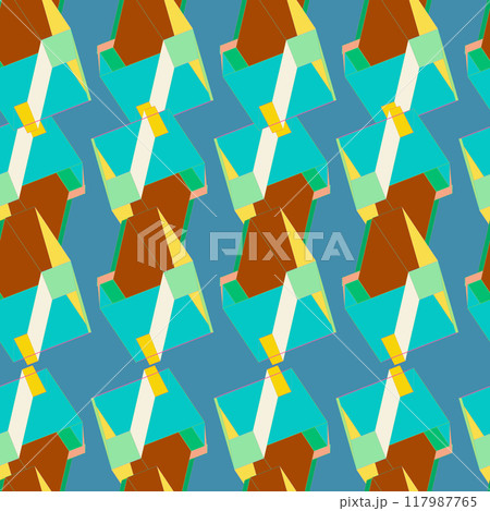 3d abstract geometric seamless pattern vector. Decorative element for card design, fabric print. 3d abstract geometric seamless pattern vector. Decorative element for card design, fabric print. 117987765