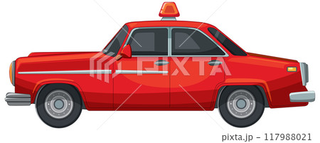 Classic Red Taxi Car Illustration Classic Red Taxi Car Illustration 117988021
