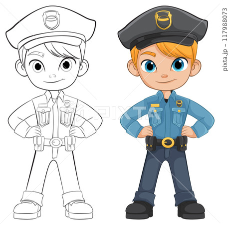 Cartoon Police Officer Character Illustration 117988073