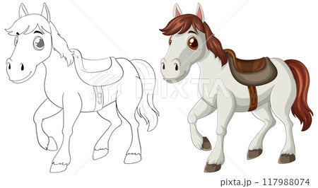 Cute Cartoon Horse Illustration 117988074
