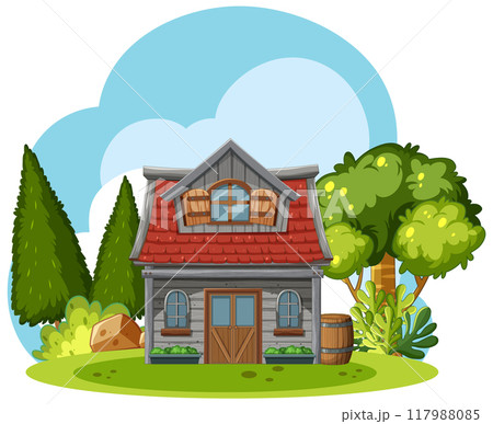 Charming Countryside House Illustration Charming Countryside House Illustration 117988085