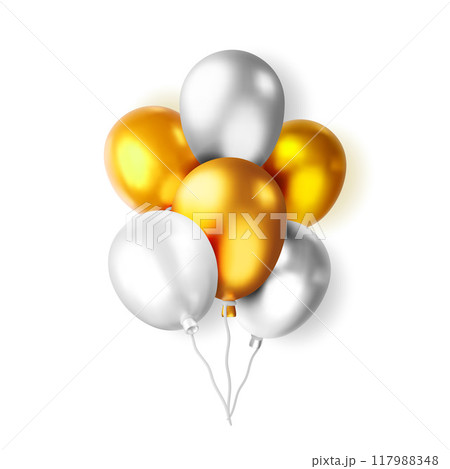 3D bunch of metallic balloon isolated 117988348