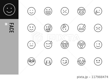 顔の表情のシンプルなラインアイコン 117988474
