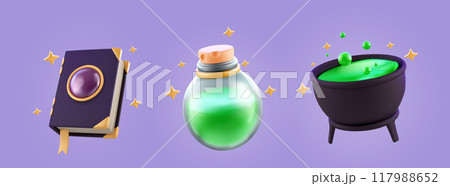 3d magic icon for halloween with witch cauldron 3d magic icon for halloween with witch cauldron 117988652