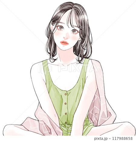 部屋着でくつろぐ女性 部屋着でくつろぐ女性 117988658