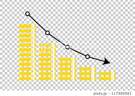 お金が減るイメージのイラスト お金が減るイメージのイラスト 117988981