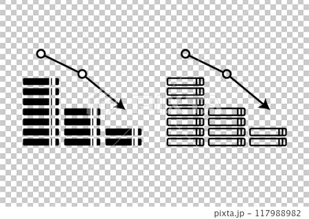 金錢減少圖像的圖示集 117988982