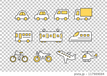 Simple illustration icons of vehicles Simple illustration icons of vehicles 117989084