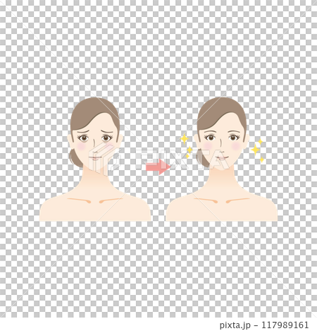 美女插畫:女人患黑眼圈前後對比 美女插畫:女人患黑眼圈前後對比 117989161