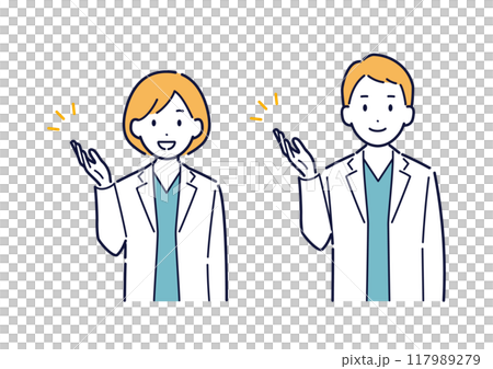 紹介をする医師のイラスト＿上半身 117989279