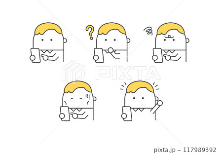 スマホを使う男性イラストセット 117989392