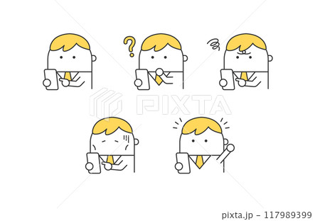 スマホを使う学生イラストセット スマホを使う学生イラストセット 117989399