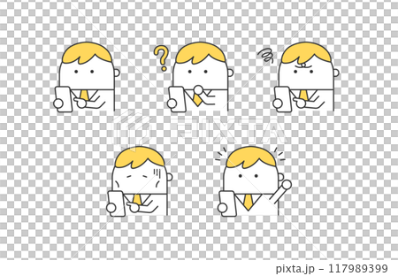スマホを使う学生イラストセット スマホを使う学生イラストセット 117989399