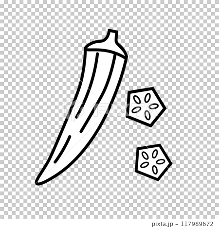 秋葵線描圖標 117989672
