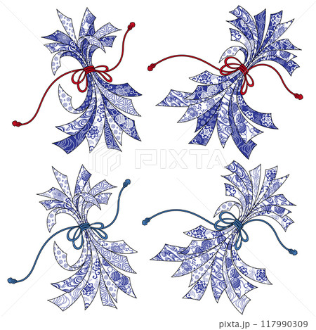 和調、縁起の良い束ね熨斗のイラスト, 117990309