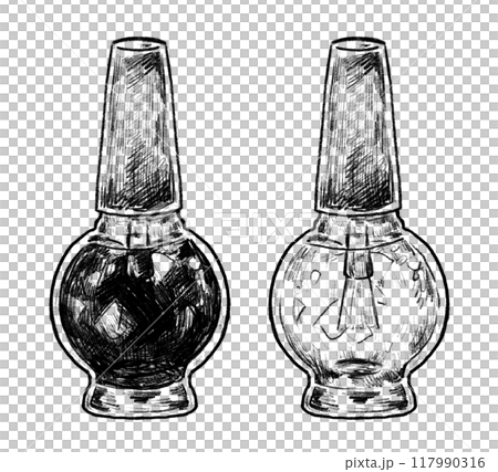 手繪素描風格指甲油插畫素材 117990316