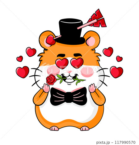 Cute gentleman hamster in love 117990570