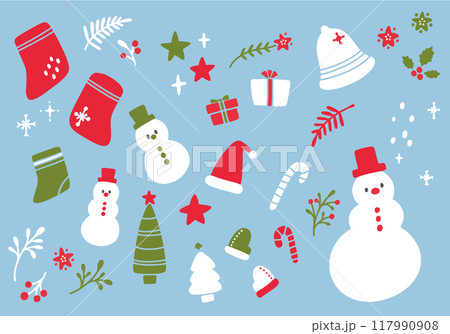 クリスマスモチーフのイラストセット 117990908