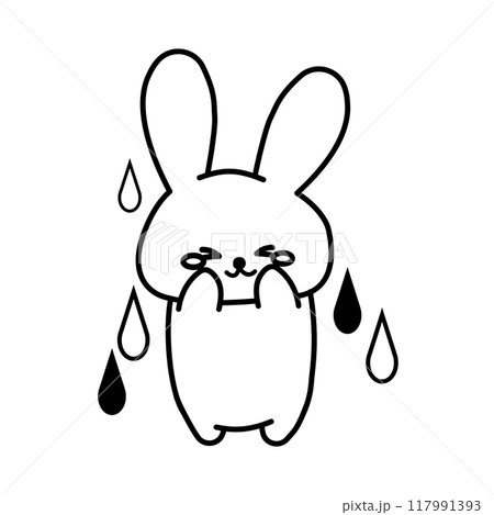 泣くうさぎの線画イラスト 泣くうさぎの線画イラスト 117991393