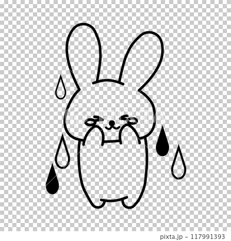 泣くうさぎの線画イラスト 泣くうさぎの線画イラスト 117991393