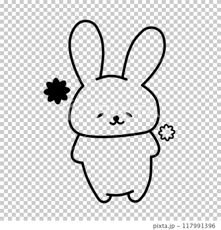 一隻溫柔的兔子的線條畫插圖 117991396