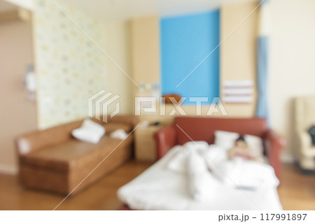hospital room interior abstract blur for background 117991897
