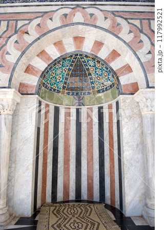 Arabic mosaic tile details on al-Aqsa mosque, Dome of the Rock 117992521
