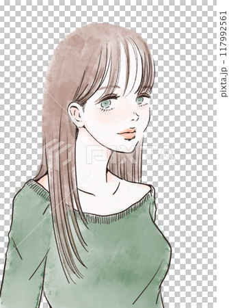 さらさらロングヘアの綺麗な女性 117992561
