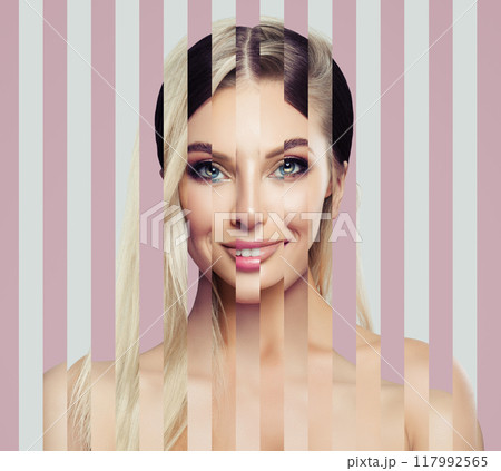 Beautiful female person headshot collage Beautiful female person headshot collage 117992565