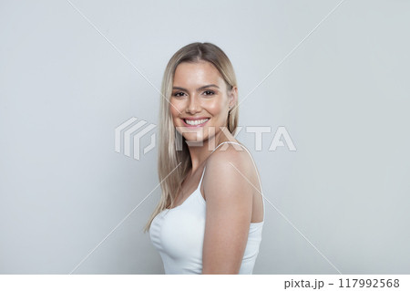 Portrait of a beautiful woman with natural make-up Portrait of a beautiful woman with natural make-up 117992568